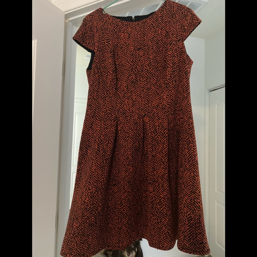 Orange and black skater dress
